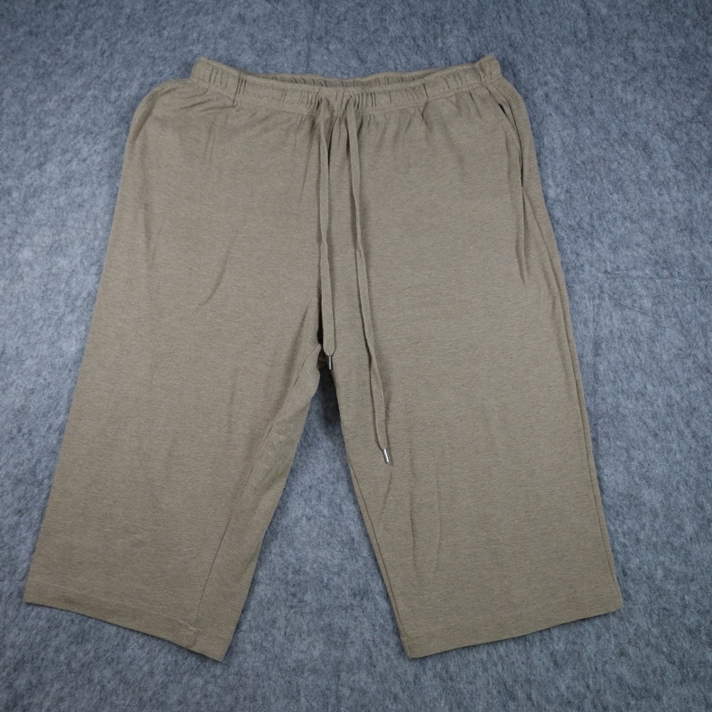 Woman‎ Within Shorts Women 2X Brown Cotton Blend Wide Leg Pull On Comfort Crop